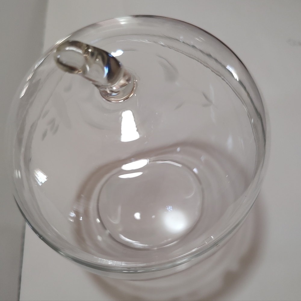 Vtg Princess House? Fancy Etched Crystal Apple Shaped Lidded Candy/Cookie Jar